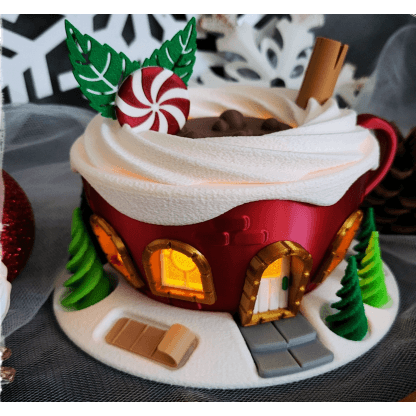 ¡CASA DE HADAS DE NAVIDAD! ¡TAZA DE CHOCOLATE!